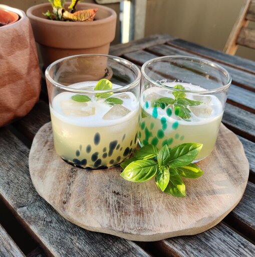 Two glasses of basil smash.