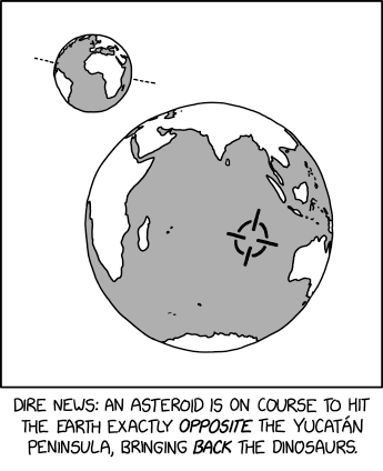 Paleontologists have long worried that the dinosaurs blasted into space 66 million years ago will one day complete their orbits and fall back down.